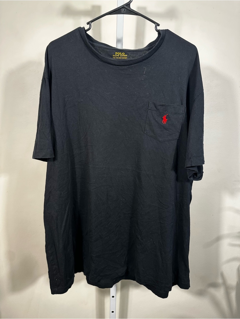N5. Polo by Ralph Lauren Black Short Sleeve Pocket Tee with Red Logo